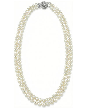 4.0-9.0mm White Freshwater Pearl Graduated Double Strand Necklace