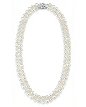 6.5-7.0mm White Freshwater Pearl Double Strand Necklace