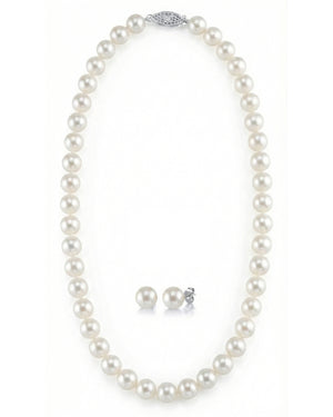 7-8mm Freshwater Choker Length Pearl Necklace & Earrings