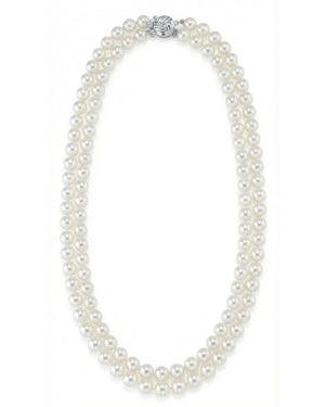 7.0-7.5mm White Freshwater Pearl Double Strand Necklace