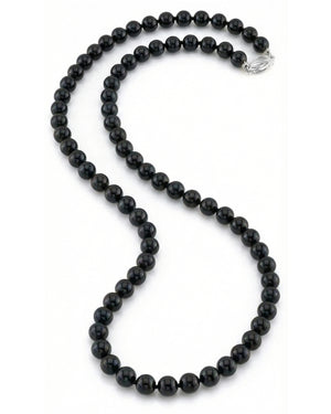 Black Japanese Akoya Pearl Necklace, 5.0-5.5mm - AA+ Quality