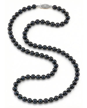 Black Japanese Akoya Pearl Necklace, 5.5-6.0mm - AAA Quality