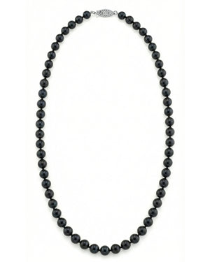 Black Japanese Akoya Pearl Necklace, 6.0-6.5mm - AAA Quality