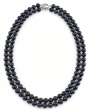 Japanese Akoya Black Pearl Double Strand Necklace