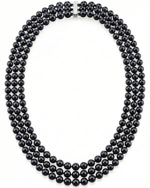 Triple Strand Black Akoya Pearl Necklace