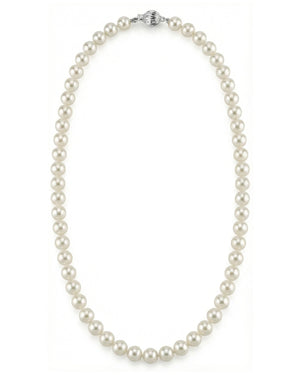 White Japanese Hanadama Akoya Pearl Necklace, 6.5-7.0mm