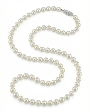 White Japanese Akoya Pearl Necklace, 6.0-6.5mm - AA+ Quality