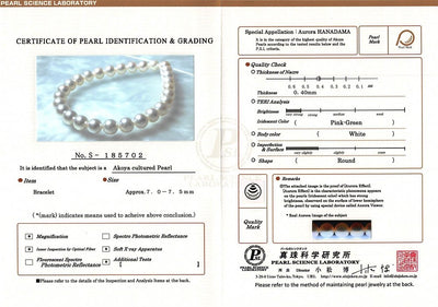 7.0-7.5mm Hanadama Akoya White Pearl Bracelet - Fourth Image