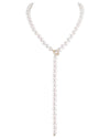8.0-8.5mm White Freshwater Pearl & Diamond Adjustable Y-Shape Necklace- AAAA Quality - Third Image