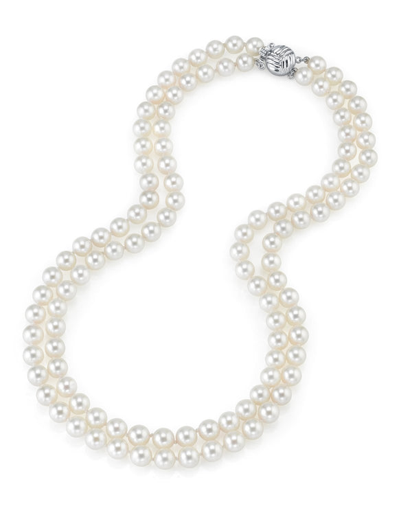 Japanese Akoya White Pearl Double Strand Necklace