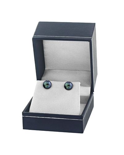 8.0-8.5mm Black Akoya Round Pearl Stud Earrings - Third Image