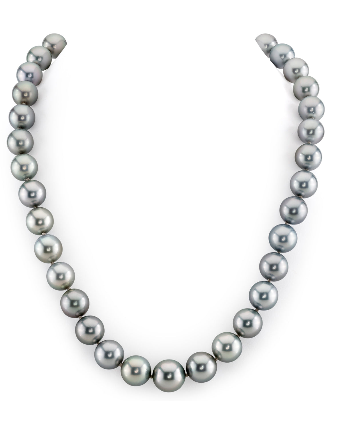 10-12mm Silver Tahitian South Sea Pearl Necklace- Gem Quality