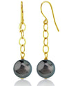 Tahitian South Sea Round Pearl Dangling Tincup Earrings - Third Image