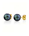 8.0-8.5mm Black Akoya Round Pearl Stud Earrings - Secondary Image