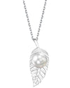 14K Gold White South Sea Pearl Leaf Pendant
