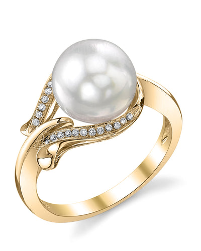 South Sea Pearl & Diamond Willow Ring - Third Image