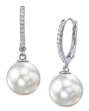 South Sea Pearl & Diamond Aurora Leverback Earrrings