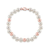 7.5-8.0mm White Freshwater and Rose Gold Cultured Pearl Corey Bracelet