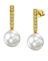 South Sea Pearl Dangling Diamond Earrings - Secondary Image