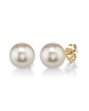 8mm White Freshwater Round Pearl Stud Earrings - Third Image