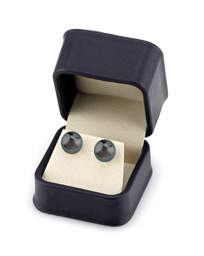 11mm Tahitian South Sea Round Pearl Stud Earrings- Various Colors - Fourth Image