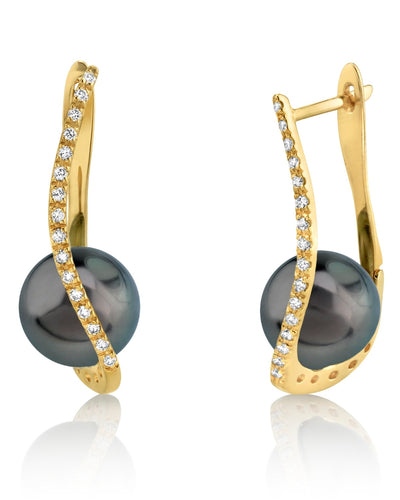 Tahitian South Sea Pearl & Diamond Eliza Earrings - Third Image