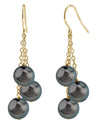 Tahitian South Sea Round Pearl Cluster Earrings - Model Image