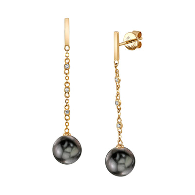 Tahitian South Sea Pearl & Diamond Estelle Earrings - Model Image