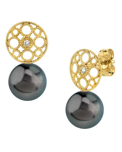 Tahitian South Sea Pearl & Diamond Faye Earrings - Third Image