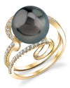 Tahitian South Sea Pearl & Diamond Ivy Ring - Model Image