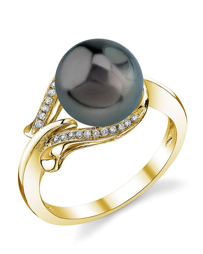 Tahitian South Sea Pearl & Diamond Willow Ring - Model Image