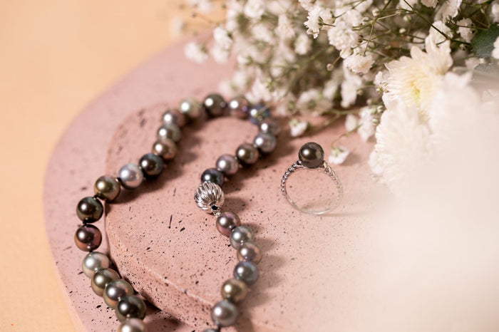 Tahitian Pearl Necklace and Ring, Pearls of Joy