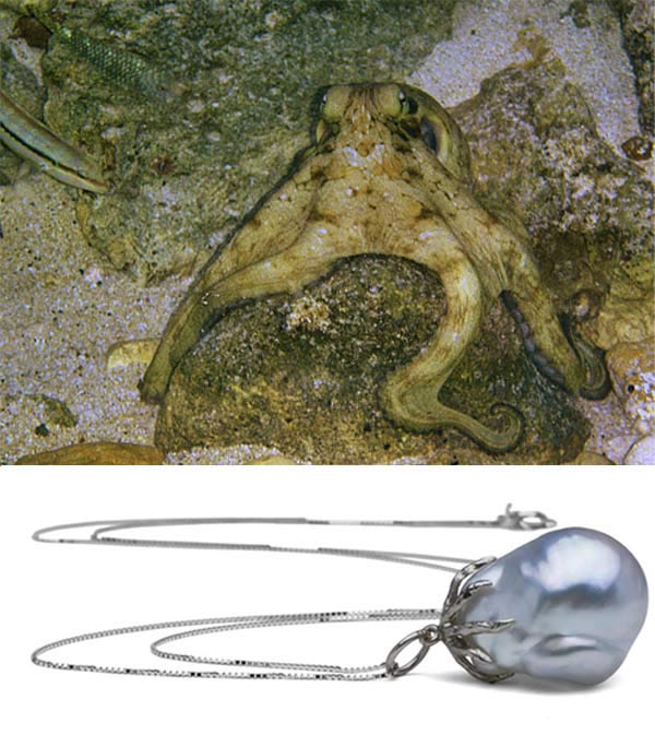 Octopus Inspired Pearl Pendants