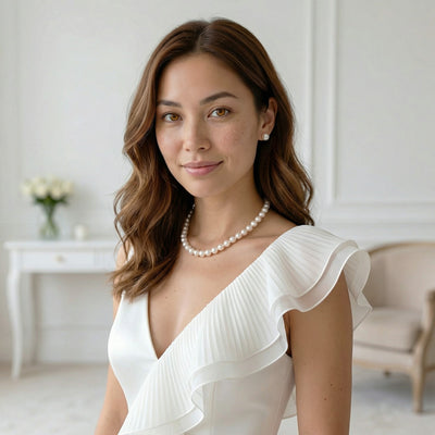 White Japanese Akoya Pearl Necklace, 10.0-10.5mm - AAA Quality