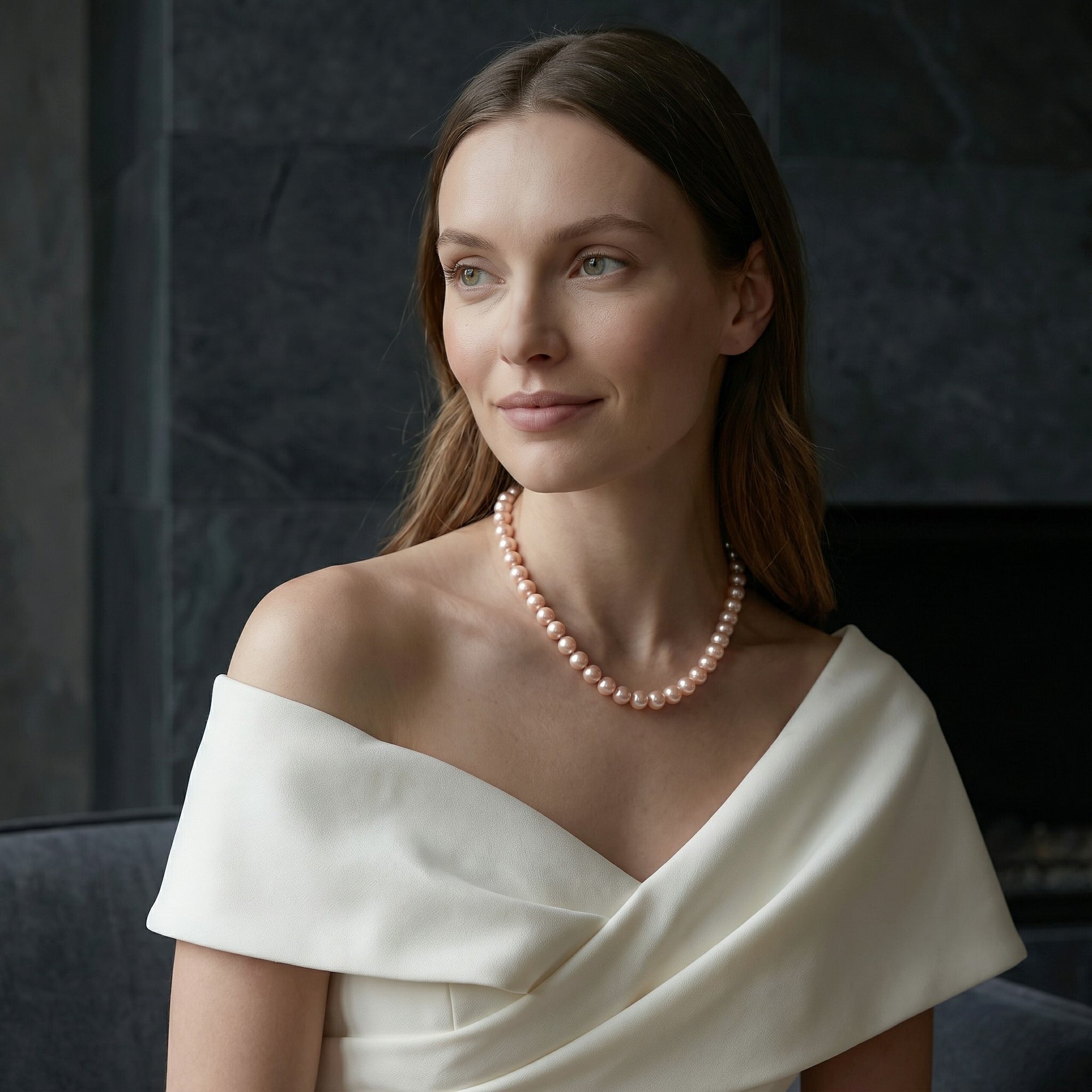 9.5-10.5mm Peach Freshwater Pearl Necklace - AAAA Quality