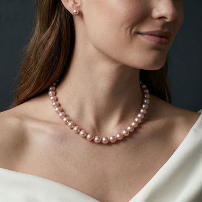 9.5-10.5mm Pink Freshwater Pearl Necklace - AAA Quality
