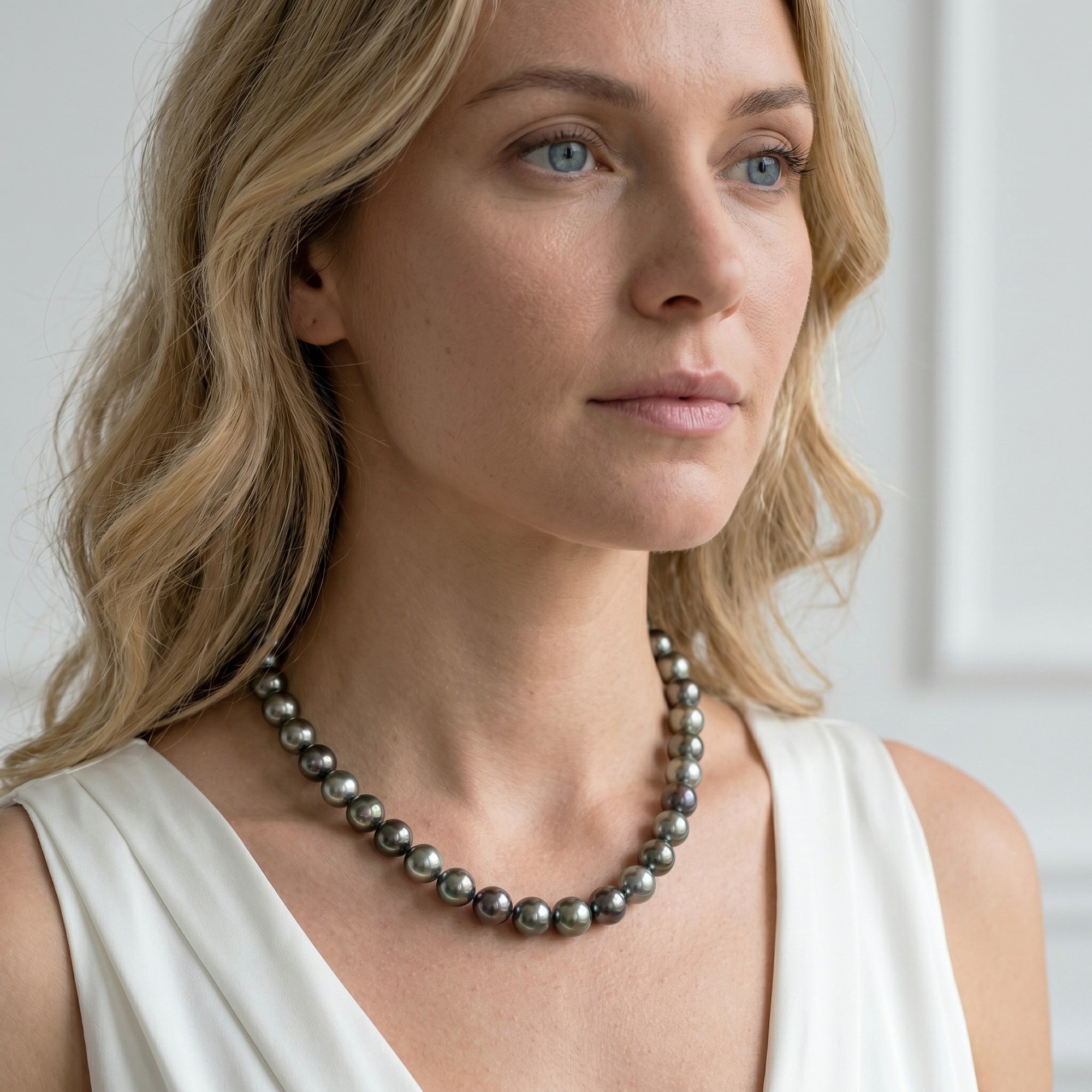 Multi-Color Tahitian Pearl Necklace, 10.0-11.0mm