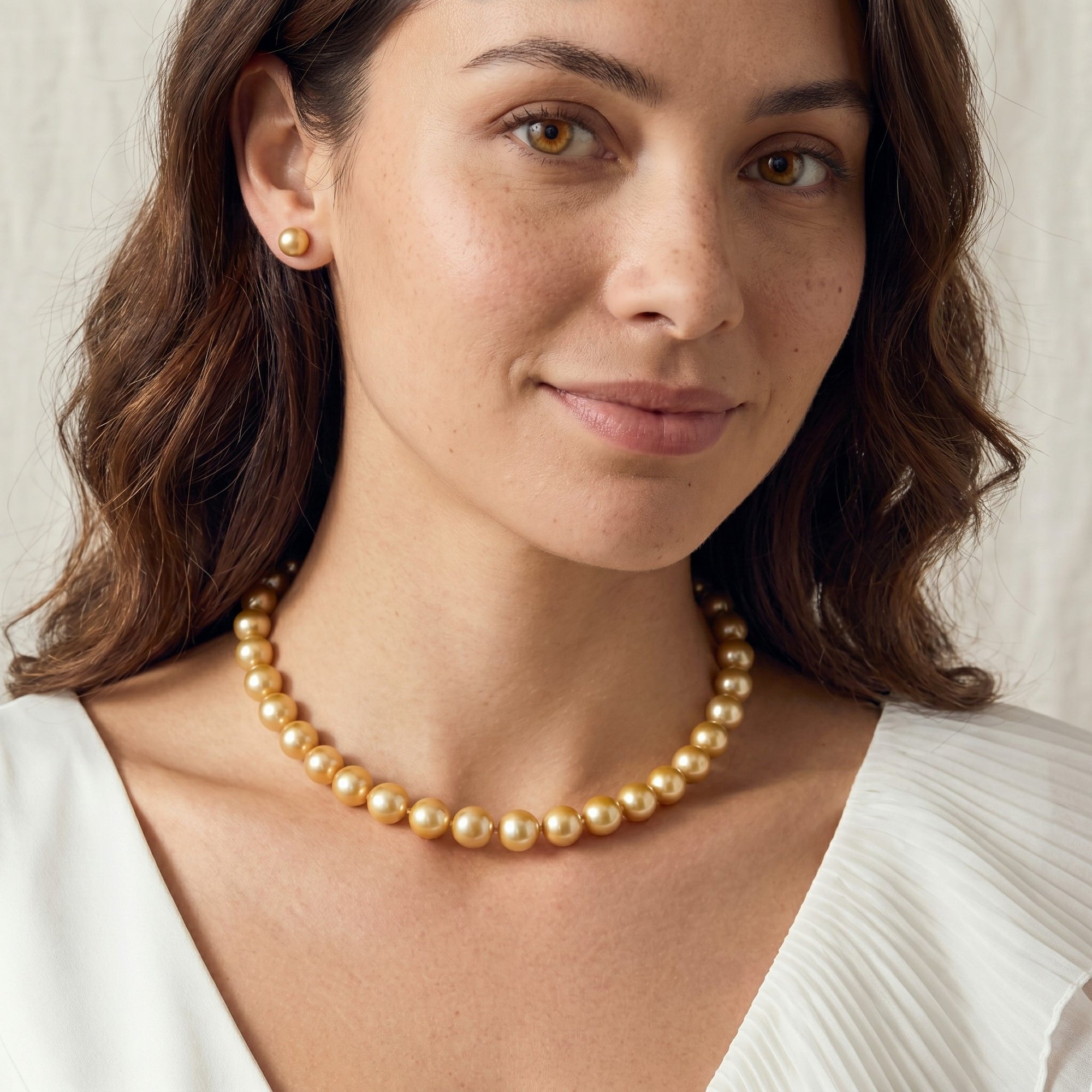 10-12mm Golden South Sea Pearl Necklace - AAAA Quality