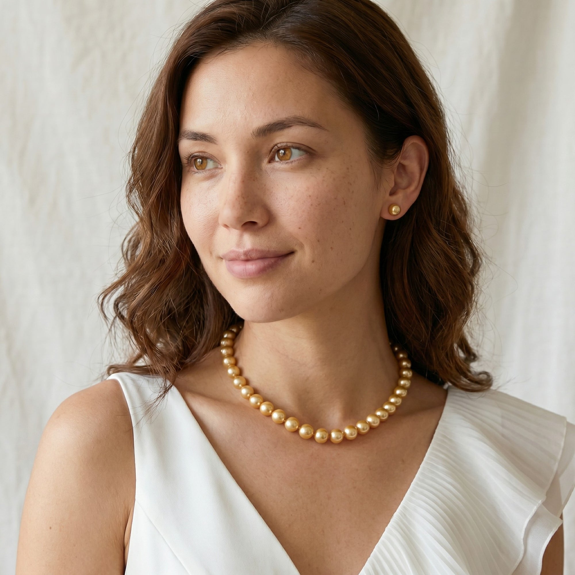 10-12mm Golden South Sea Pearl Necklace - AAAA Quality