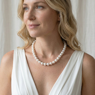 White South Sea Round Pearl Necklace, 10.0-11.9mm - AAA Quality