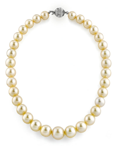 10-12mm Champagne Golden South Sea Pearl Necklace - AAA Quality