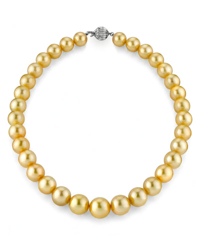 10-12mm Golden South Sea Pearl Necklace - AAAA Quality