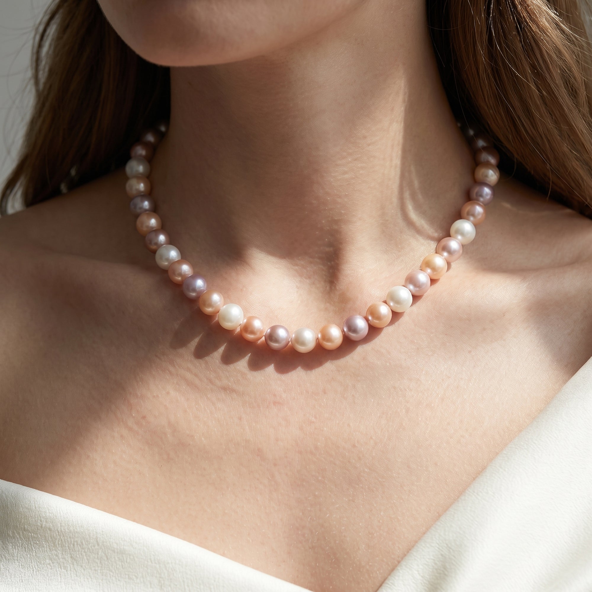 10.5-11.5mm Freshwater Multicolor Pearl Necklace - AAAA Quality