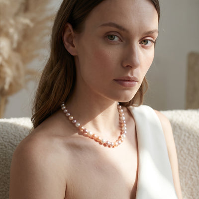 10.5-11.5mm Freshwater Multicolor Pearl Necklace - AAAA Quality
