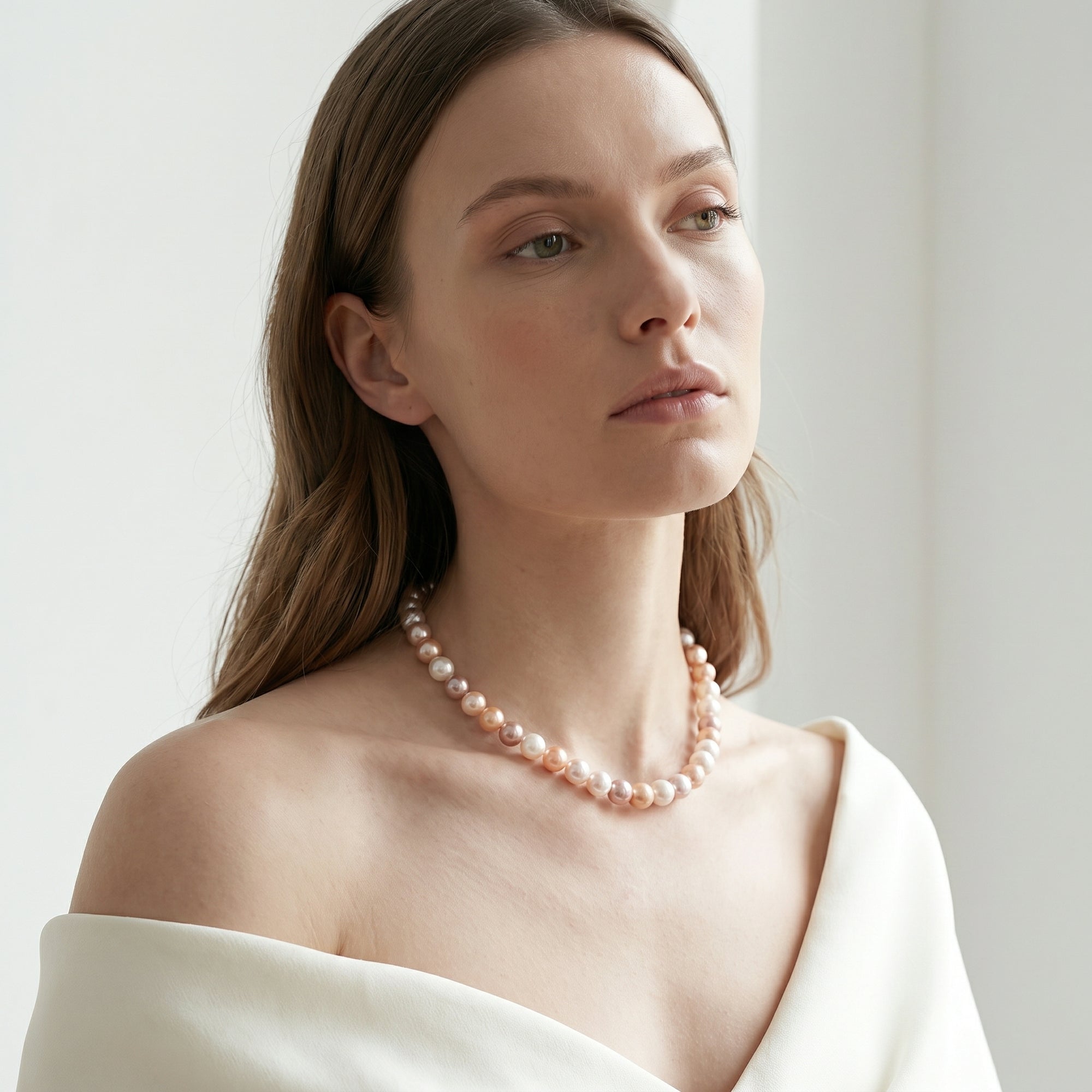 10.5-11.5mm Freshwater Multicolor Pearl Necklace - AAA Quality