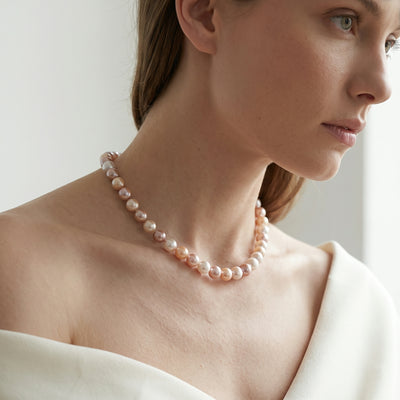 10.5-11.5mm Freshwater Multicolor Pearl Necklace - AAA Quality