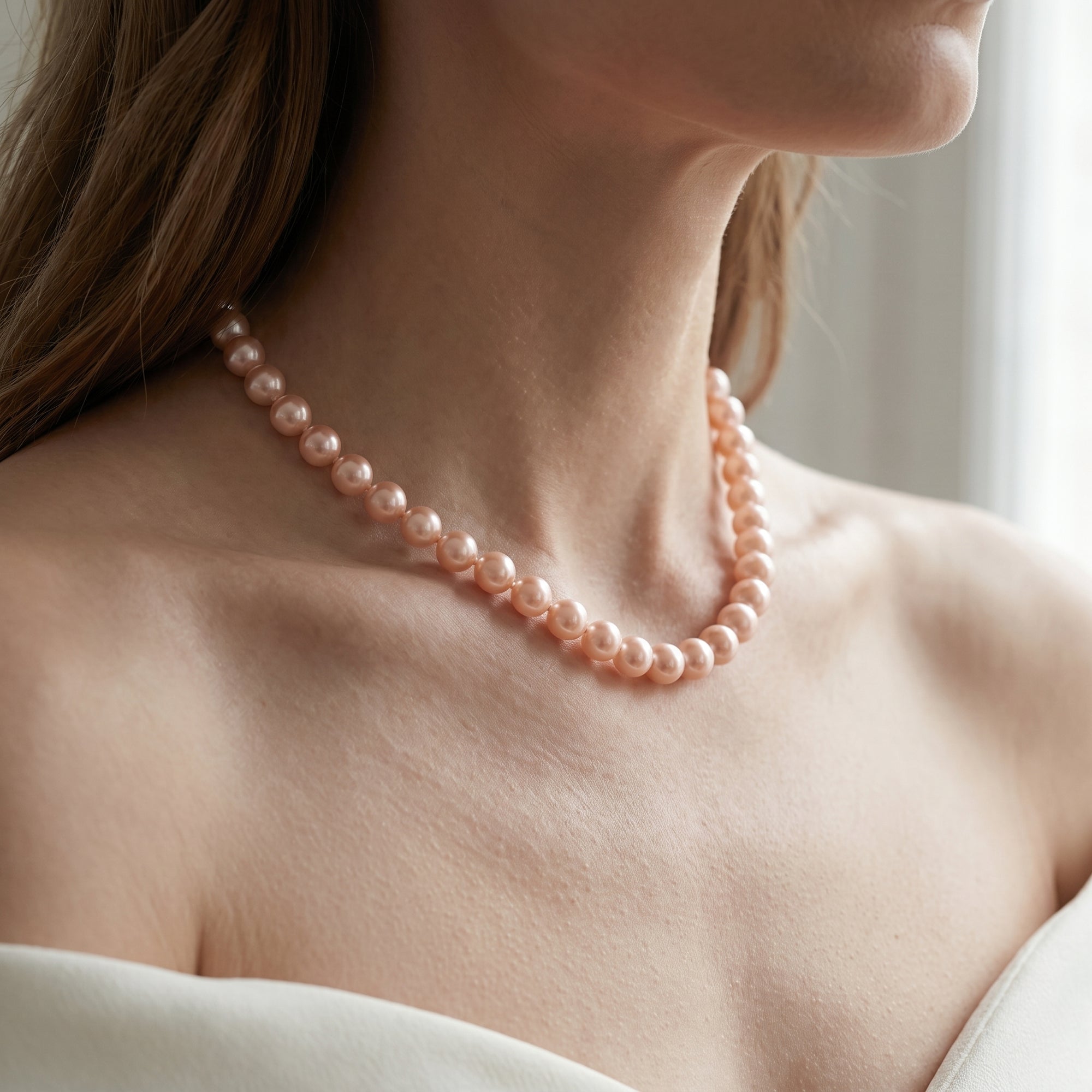 10.5-11.5mm Peach Freshwater Pearl Necklace - AAA Quality