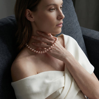 10.5-11.5mm Pink Freshwater Pearl Necklace - AAA Quality