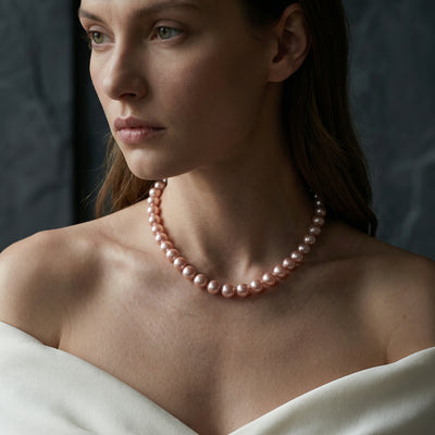 10.5-11.5mm Pink Freshwater Pearl Necklace - AAA Quality