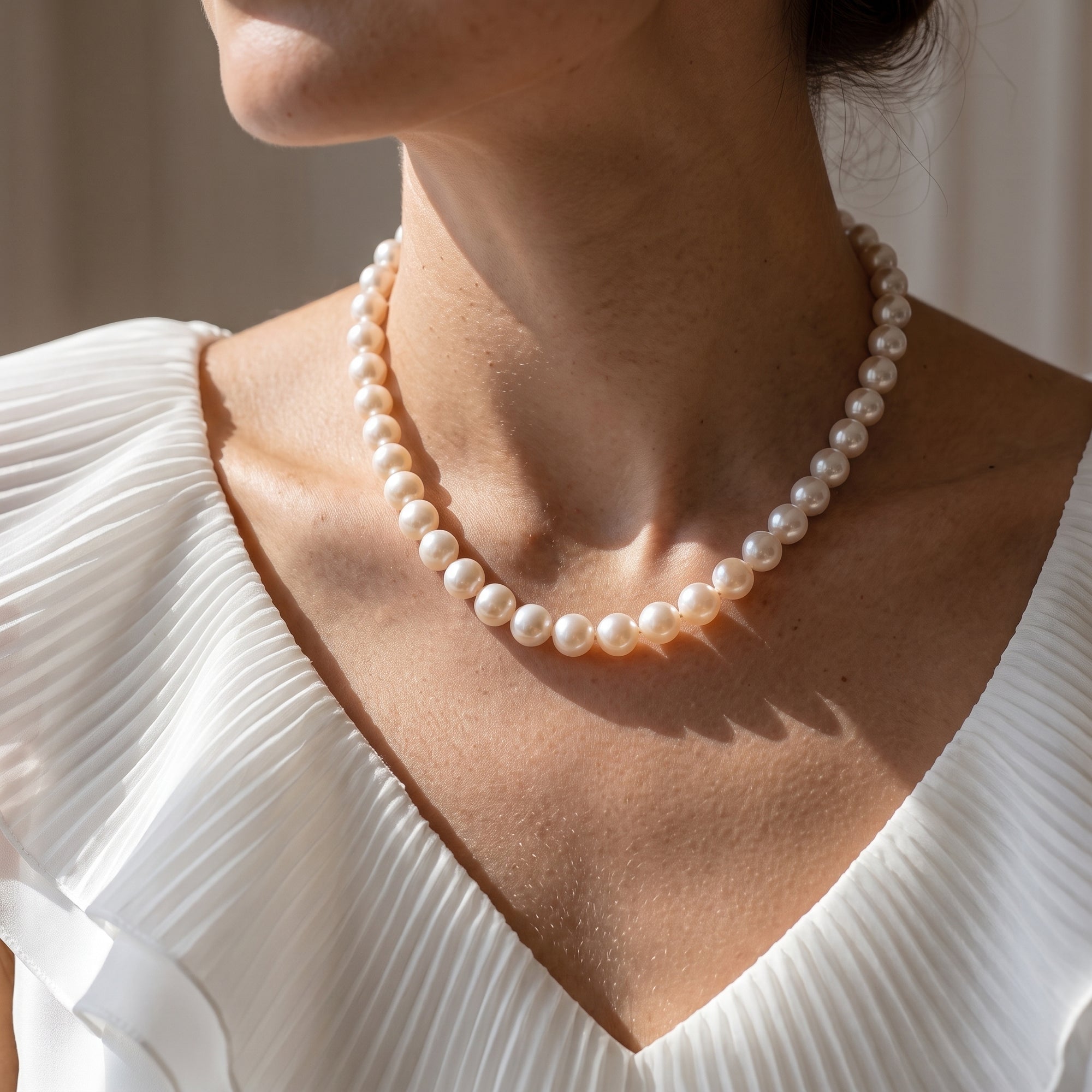 10.5-11.5mm White Freshwater Pearl Necklace- AAAA Quality
